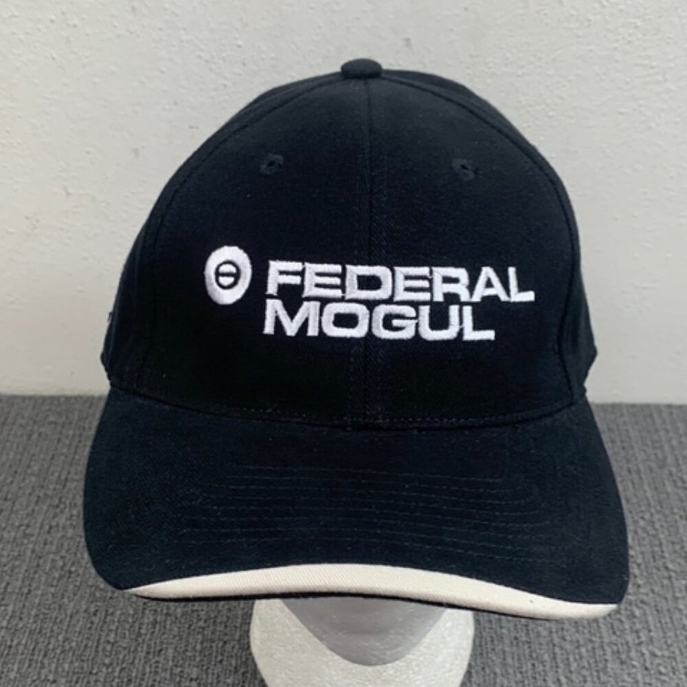 Federal Mogul Fitted Hat Baseball Cap Mens Size M Black White Just Fits Falcon